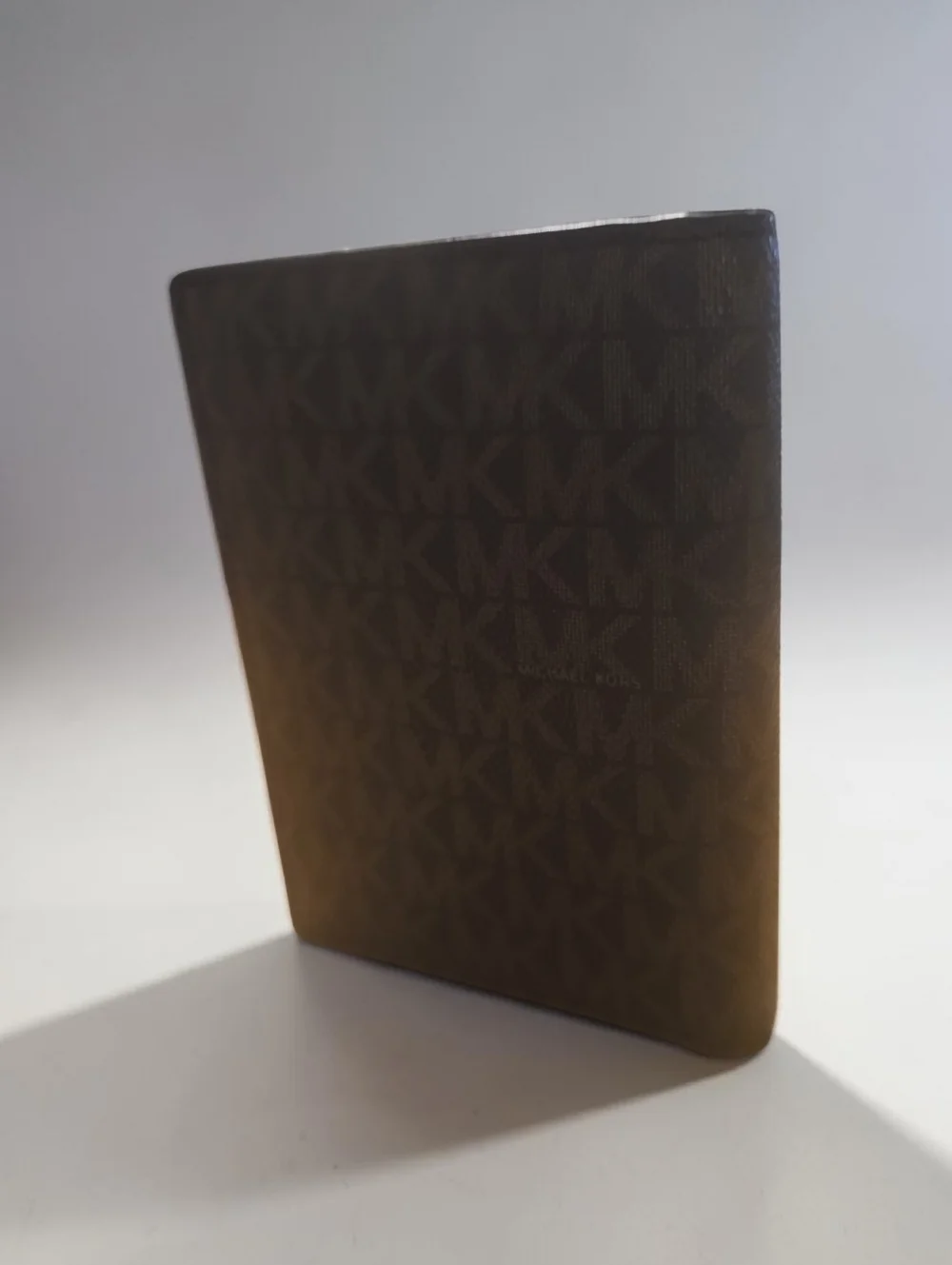 Michael Kors Dark Brown MK Logo Card & Passport Sleeve with Gold Logo (Good)